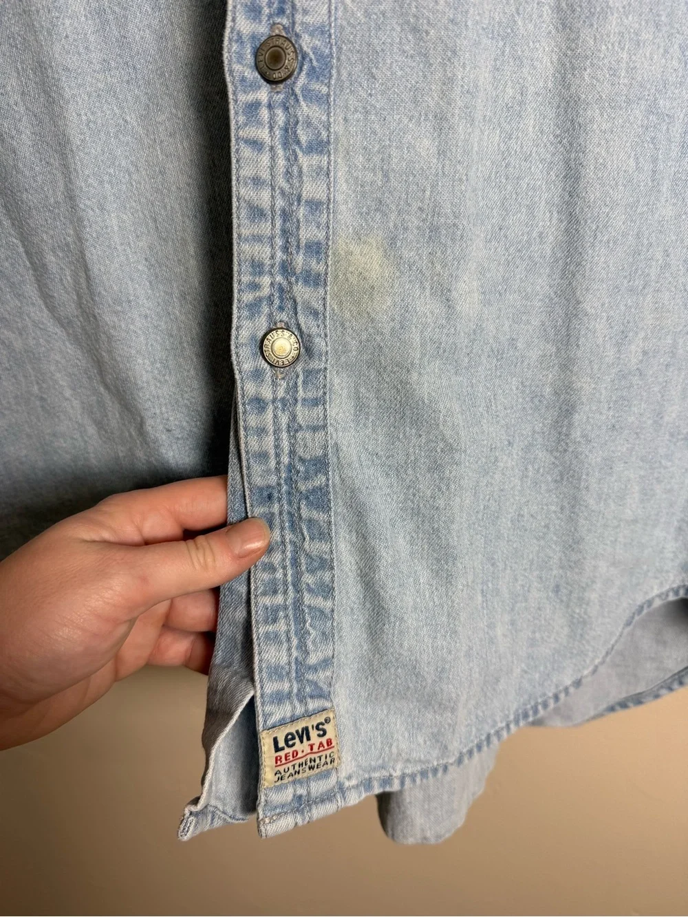 Vintage Levi's Red Tab Light Wash Denim Button-Up Shirt